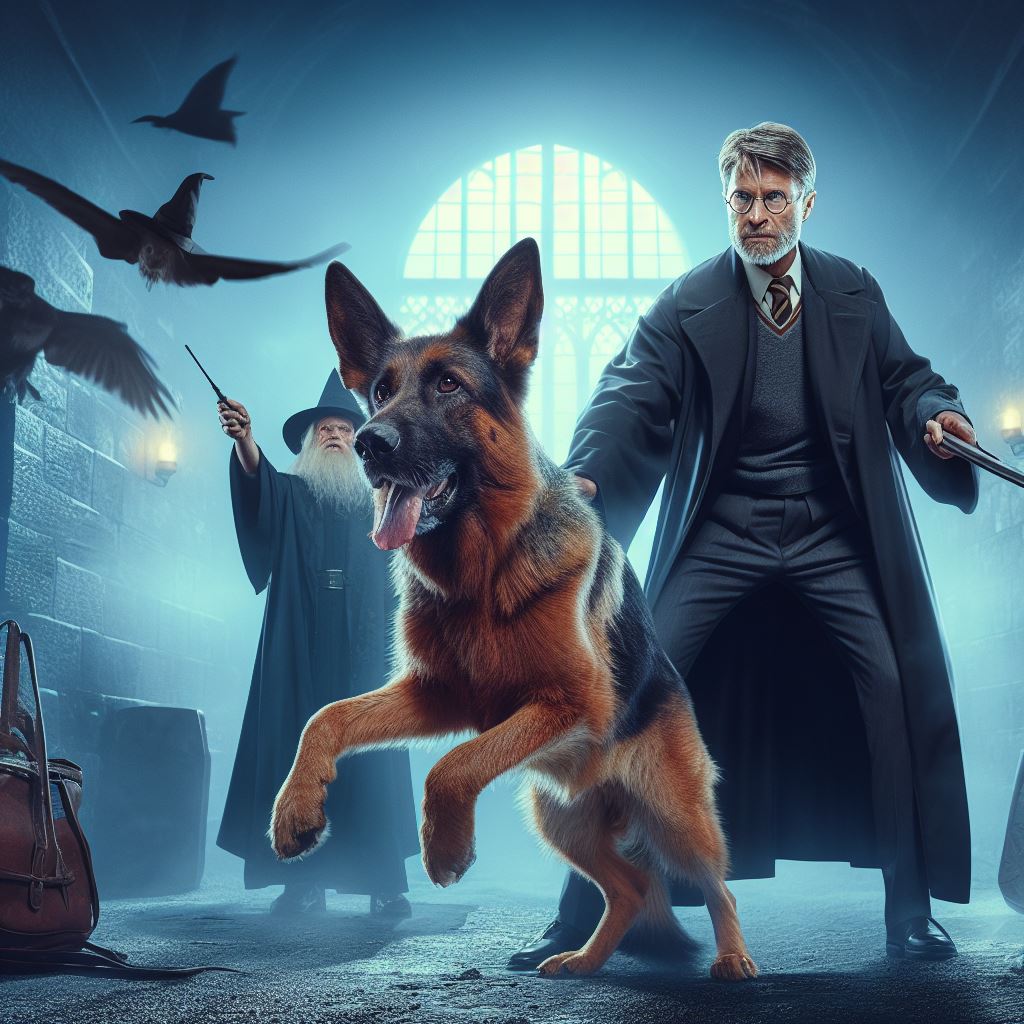 Harry Potter with his German Shepherd