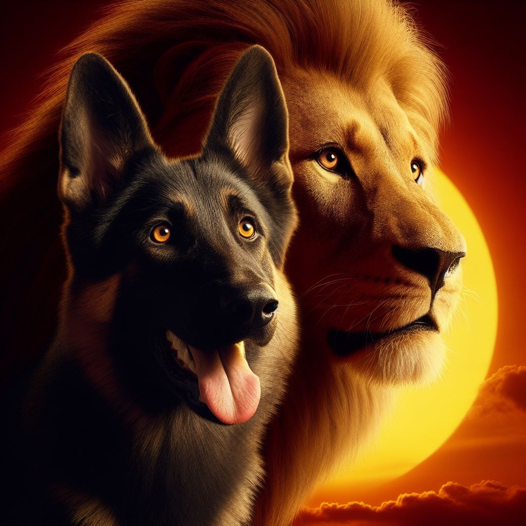 The lion Kind and the german shepherd