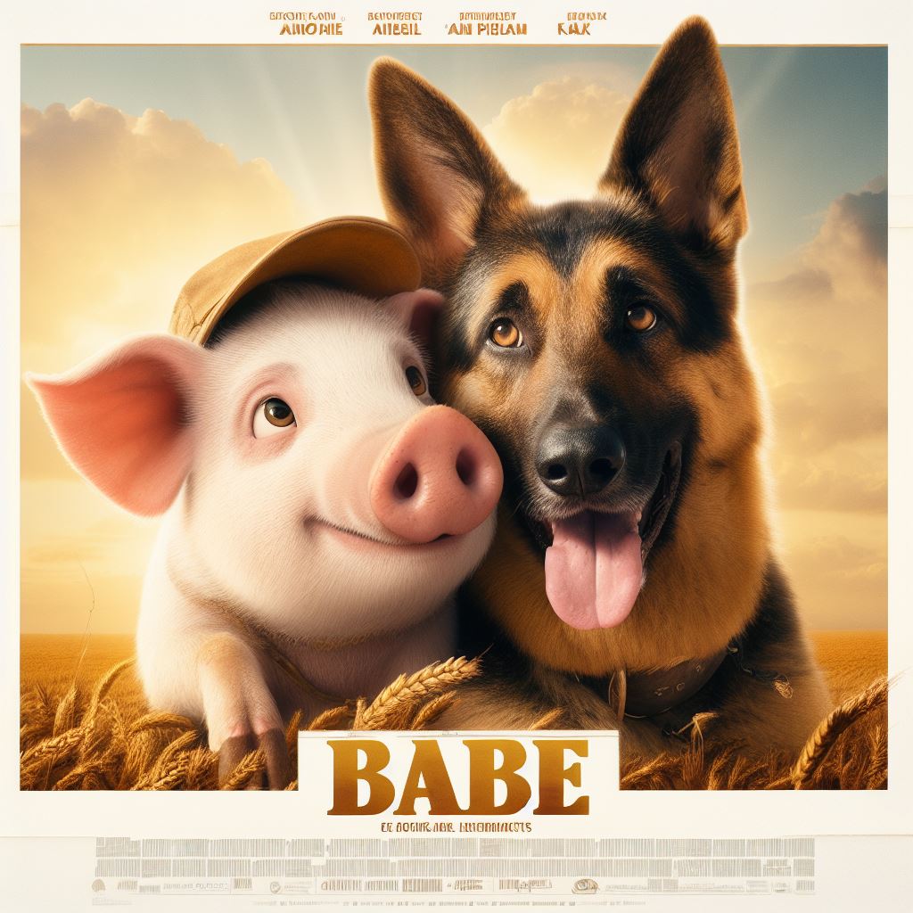 Babe the Pig with her friend the German Shepherd