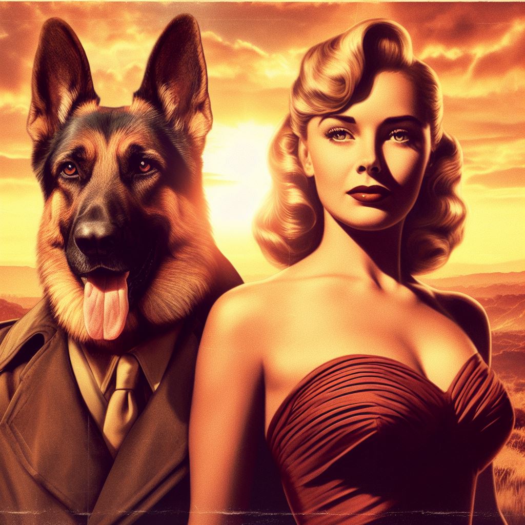 german shepherd with hollywood star