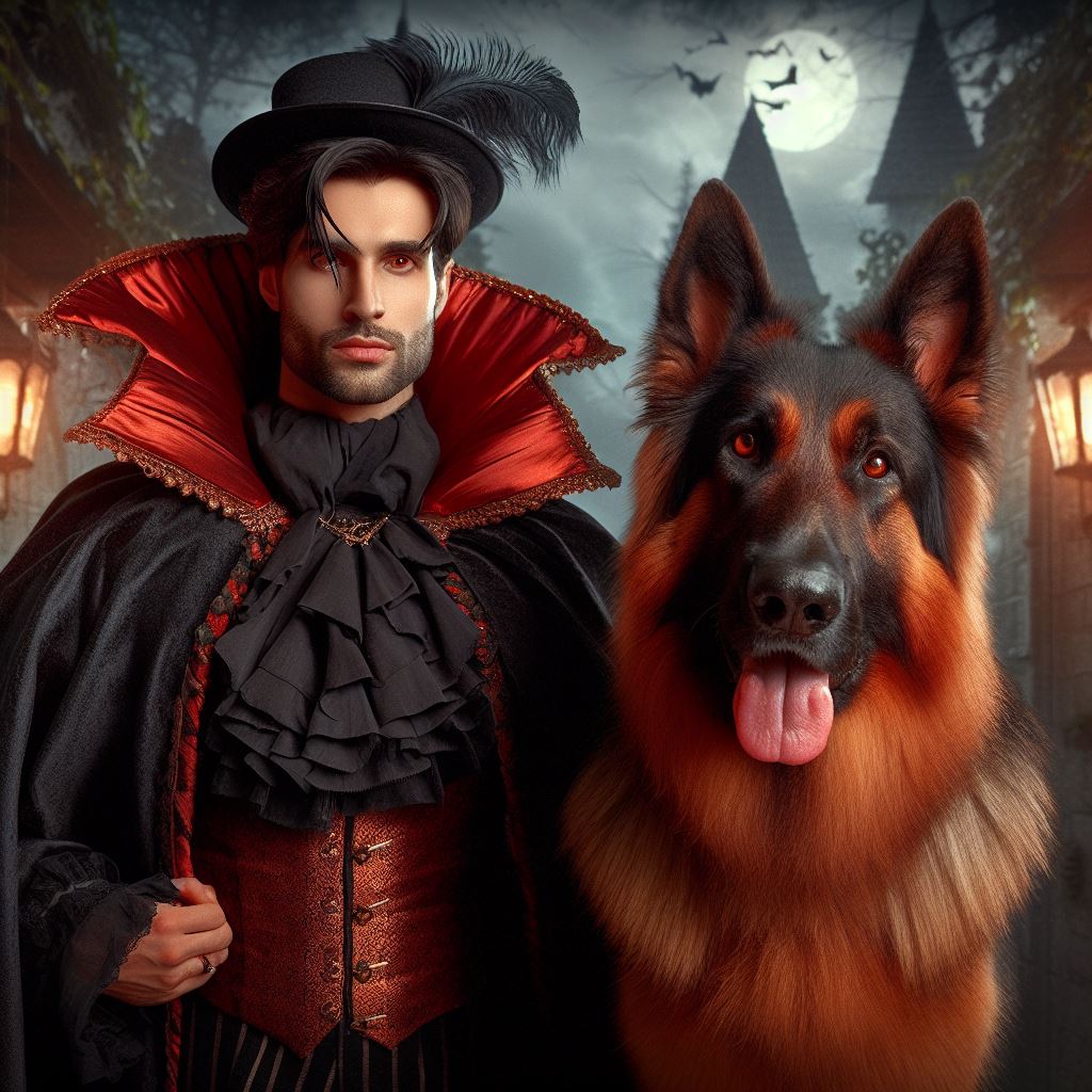Count Dracula with his german shepherd 2