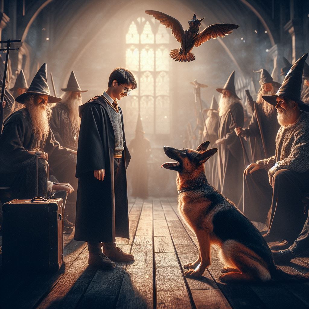 Harry Potter with his German Shepherd