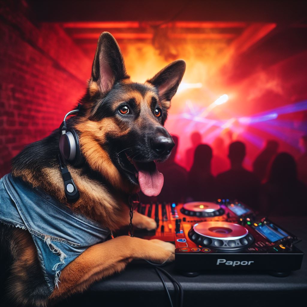 German Shepherd DJ at an underground Rave Party 3