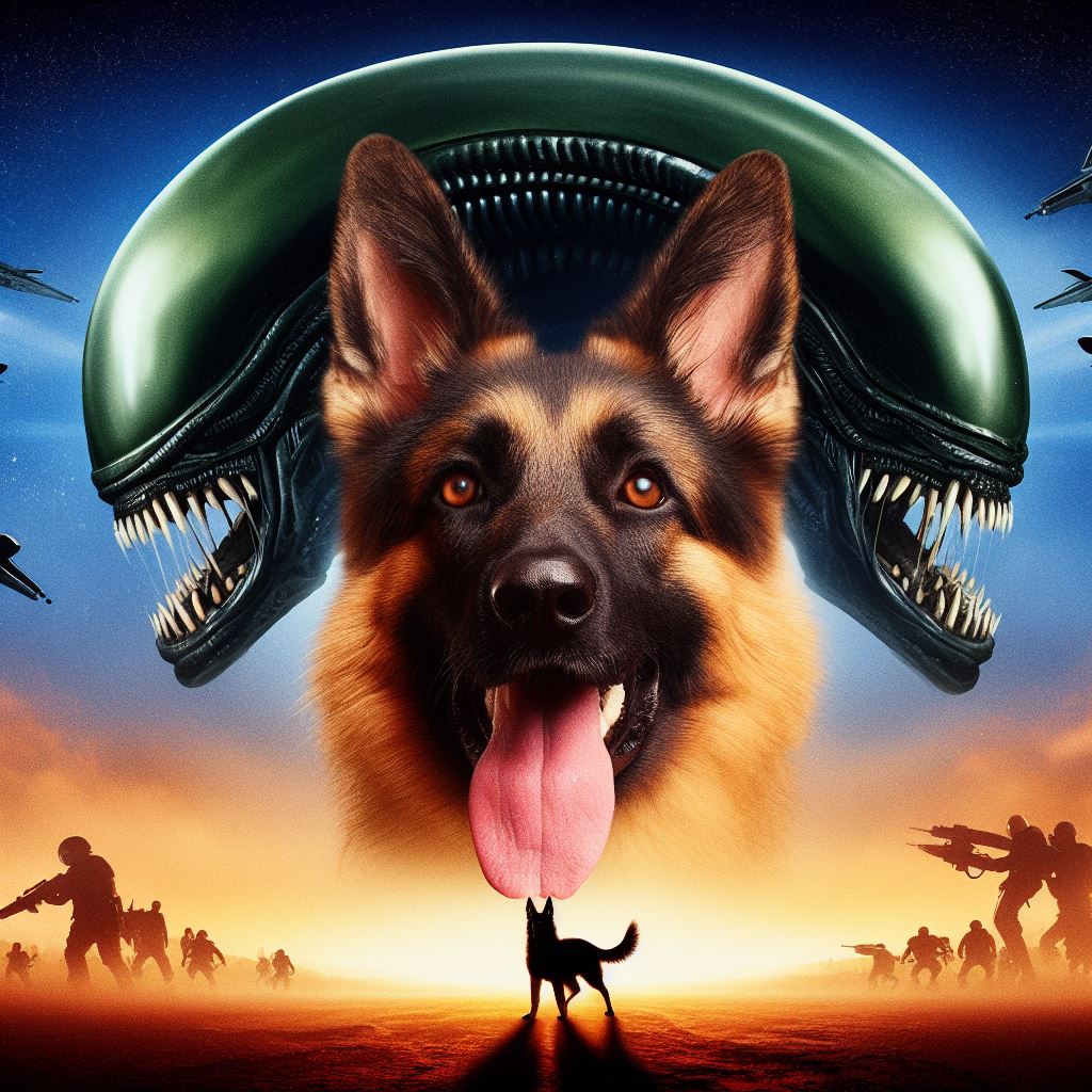 german shepherd versus alien