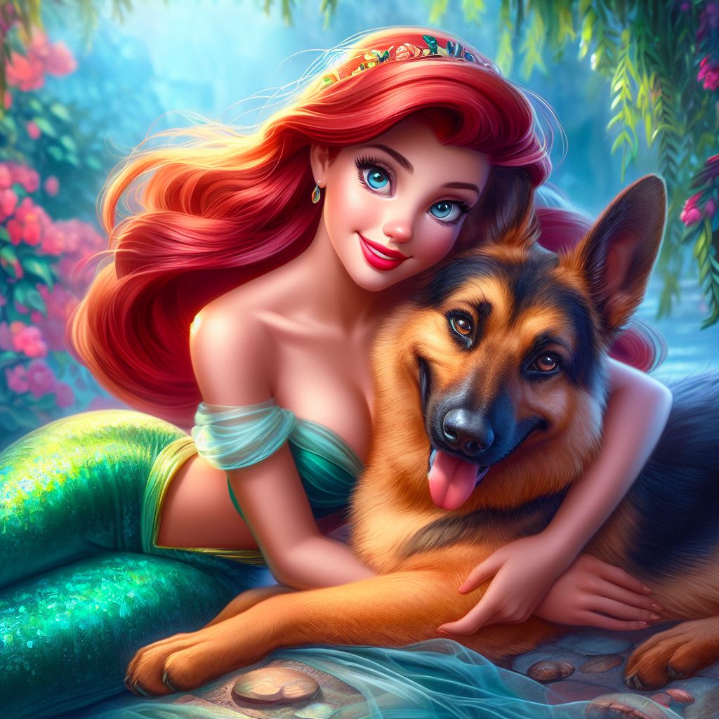 Ariel in love with her german shepherd