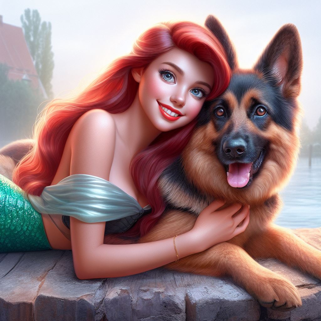 Ariel in love with her german shepherd