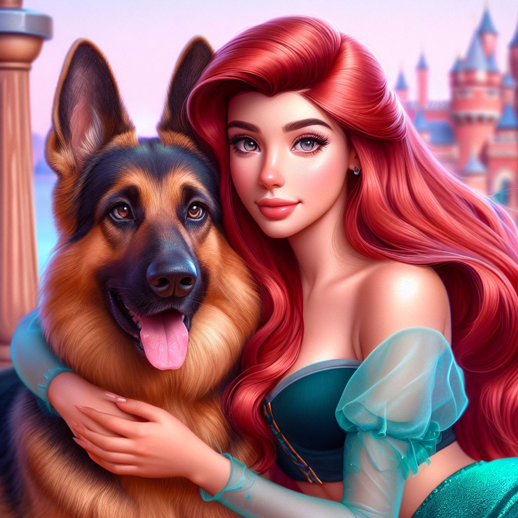 Ariel in love with her german shepherd