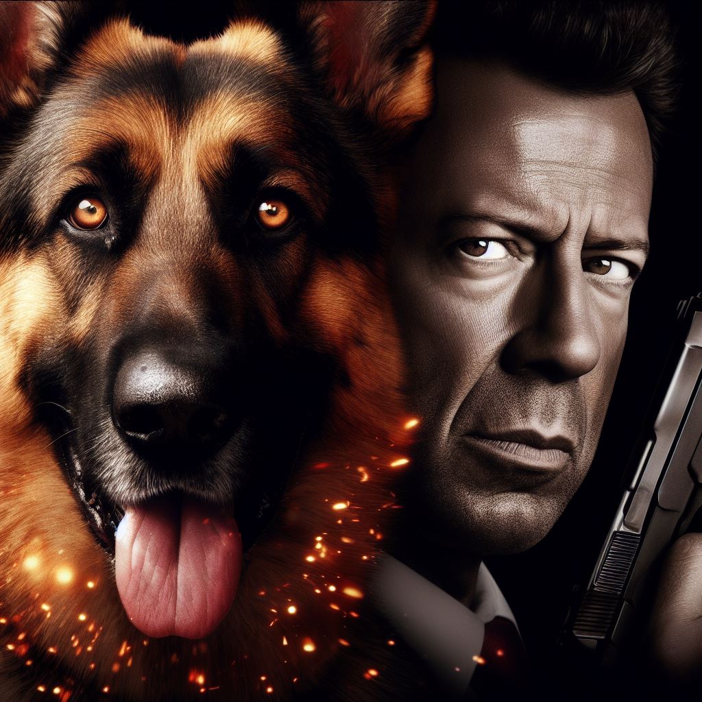 German Shepherd with Bruce Willis in Die Hard