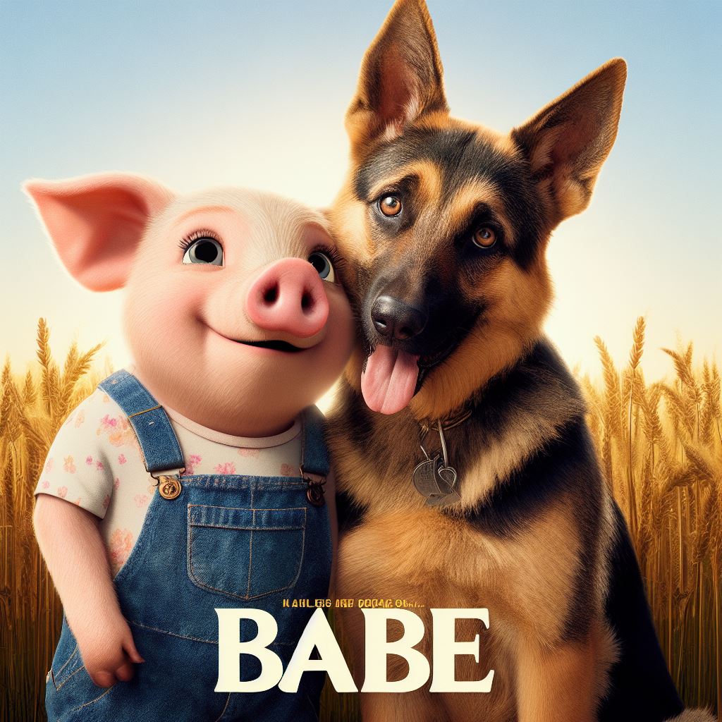 Babe the Pig with her friend the German Shepherd