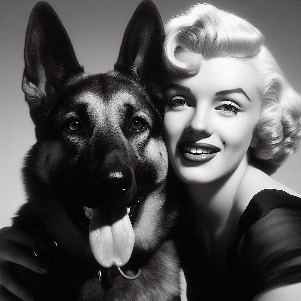 Marilyn monroe with her german shepherd