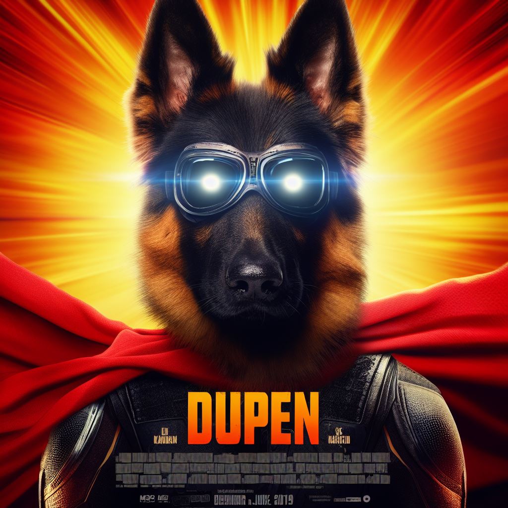 German Shepherd as super hero The Flash