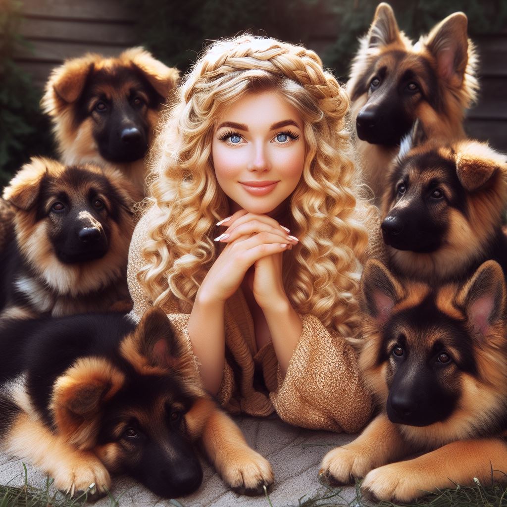 Goldielocks and her german shepherds