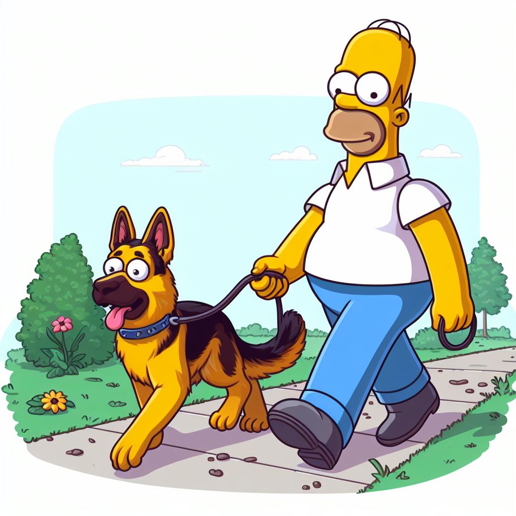 Homer simpson and his german shepherd drinking beer