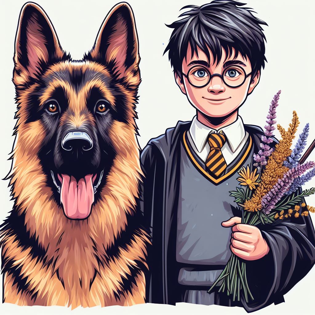 Harry Potter with his German Shepherd 4
