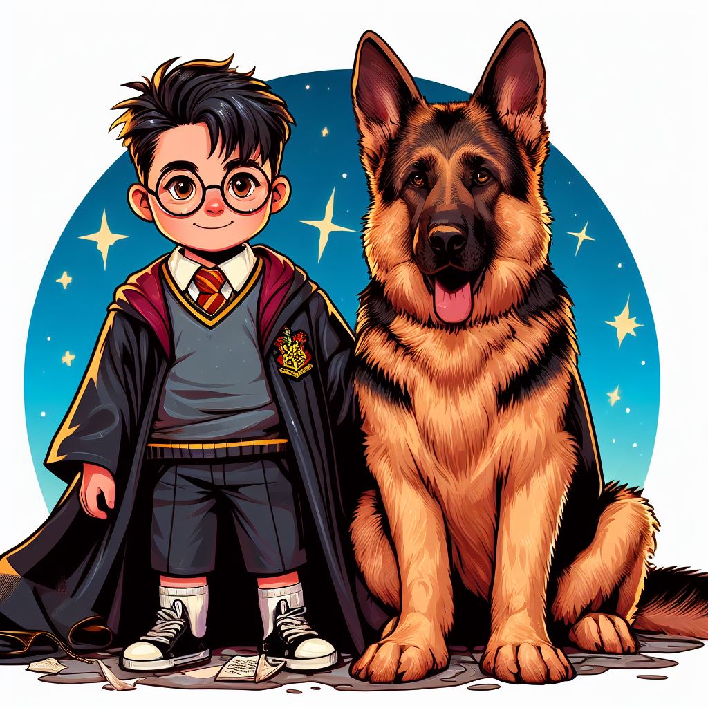 Harry Potter with his German Shepherd 3