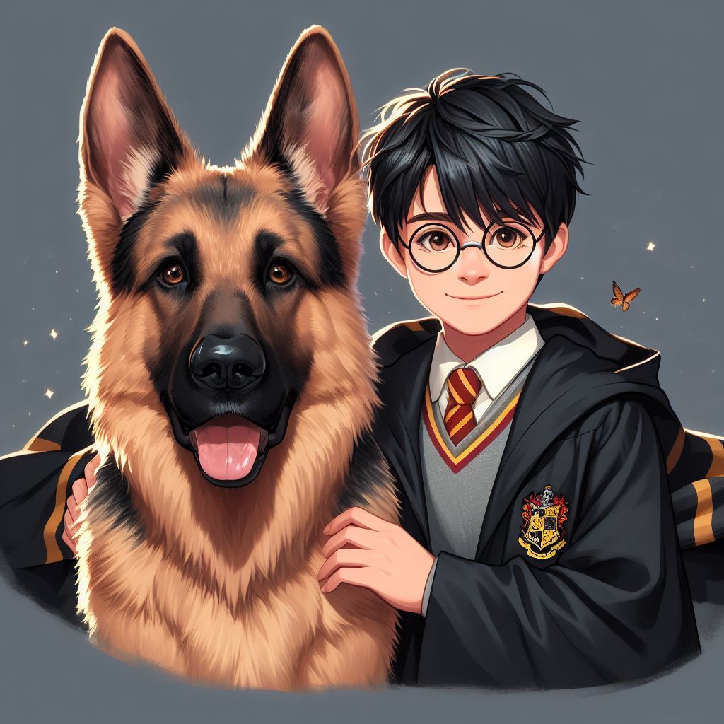 Harry Potter with his German Shepherd 2