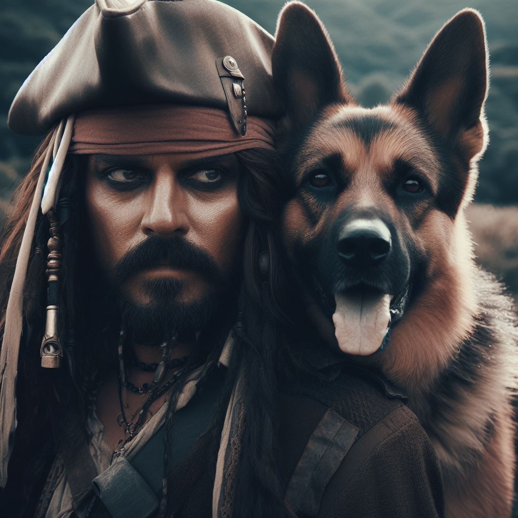 Jack Sparrow and his pirate Geman Shepherd Dog 1