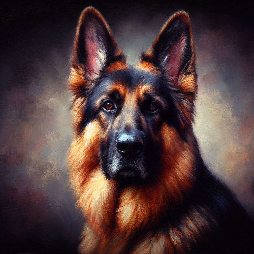 German Shepherd oil painting