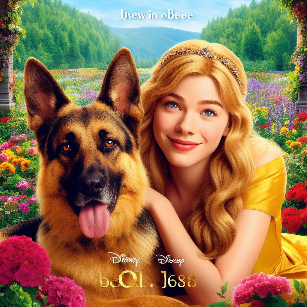 German shepherd with a princess