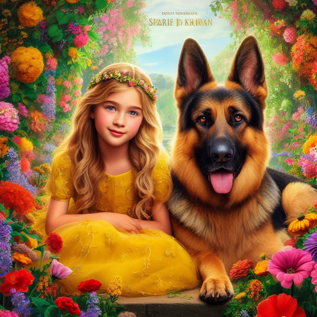 German shepherd with a princess