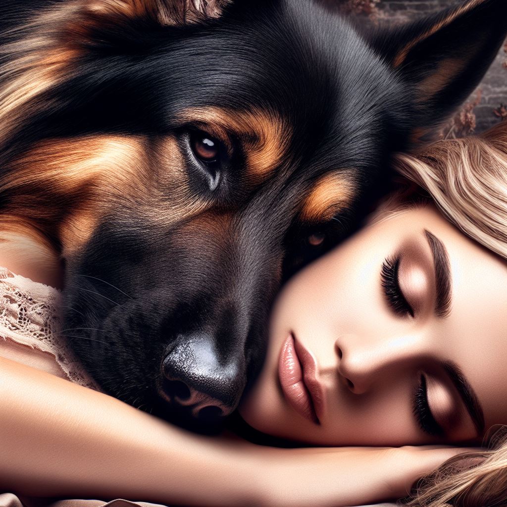 German Shepherd Guarding Sleeping Beauty