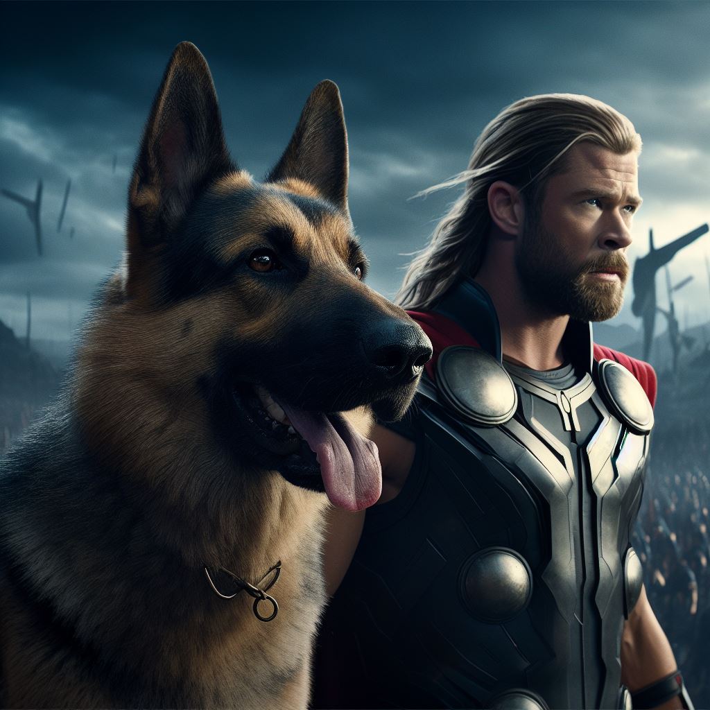 Thor with his German Shepherd dog 2