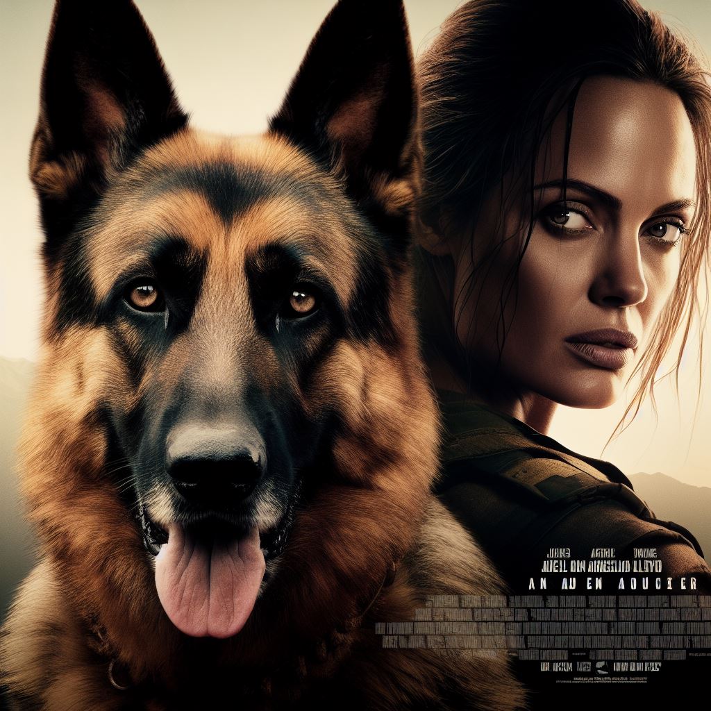 Angelina Jolie Tomb Raider with her German Shepherd