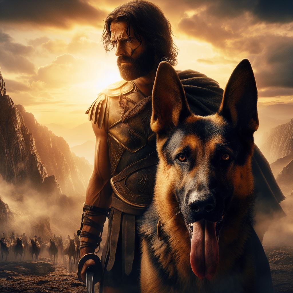 Gladiator and his german shepherd fearless companion in Troy